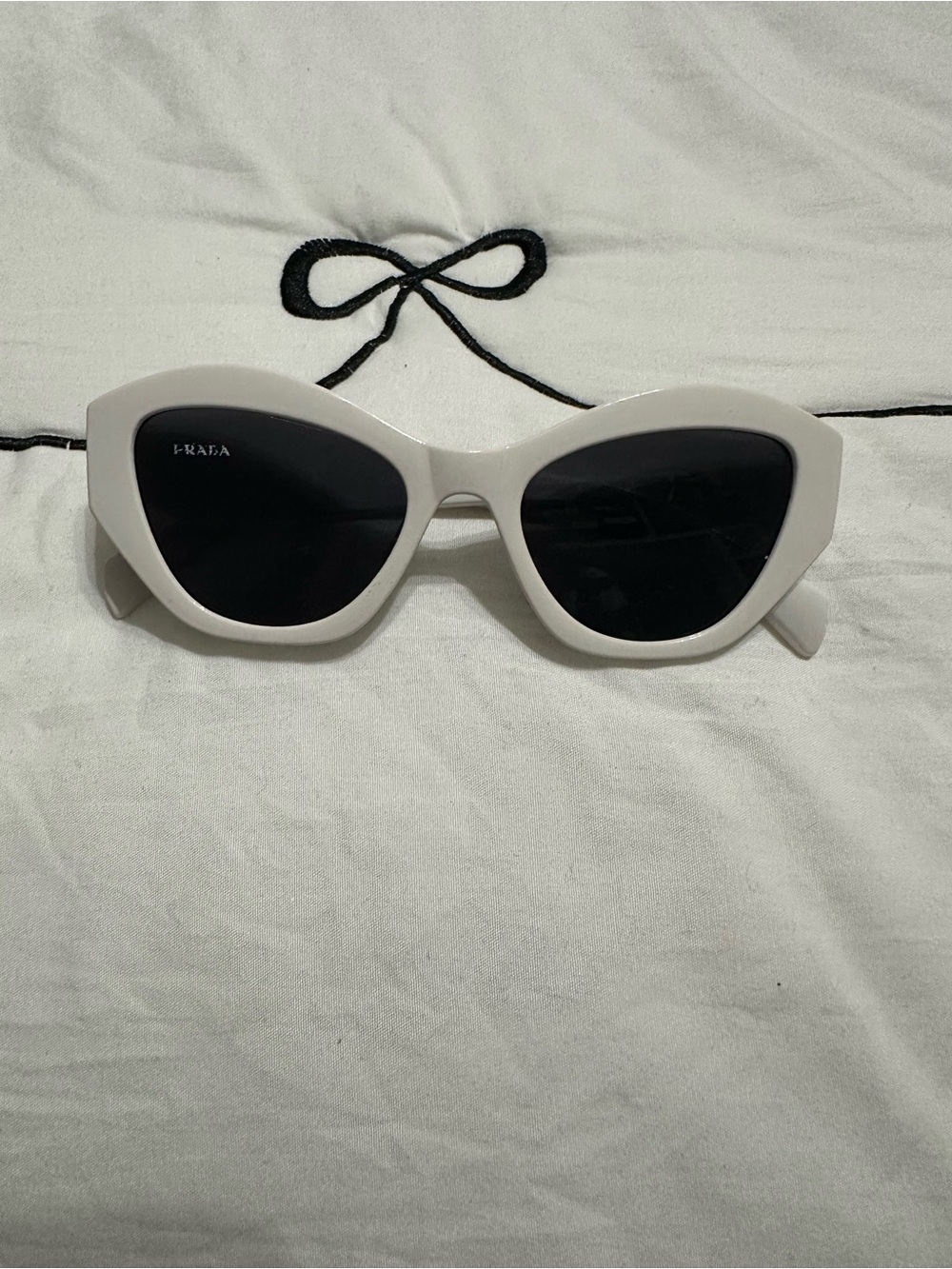 White Cat-Eye Sunglasses with Black Lenses